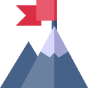 Icon depicting a mountain, possibly symbolizing the challenges overcome by Pleximus Inc. in its services or projects.