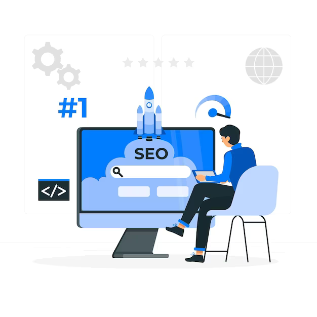 Illustration representing SEO concepts, indicating services related to search engine optimization.